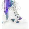Demonia SWING-115 White & Holographic Platform Ankle Boots Shoes 2 Demonia SWING-115 White & Holographic Platform Ankle Boots Shoes