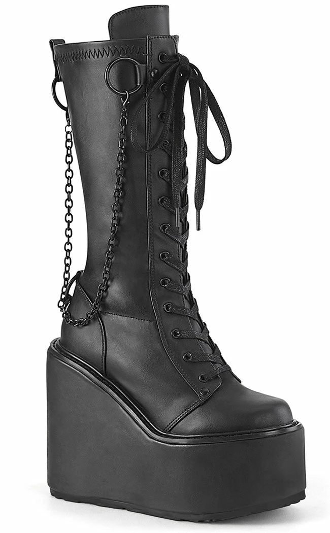 Demonia SWING-150 Black Matte Platform Knee High Boots 4 Demonia SWING-150 Black Matte Platform Knee High Boots