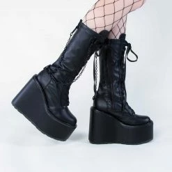 Demonia SWING-150 Black Matte Platform Knee High Boots 7 Demonia SWING-150 Black Matte Platform Knee High Boots