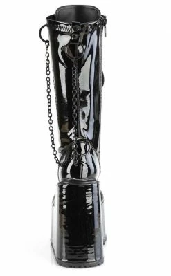 Demonia Shoes SWING-150 Black Patent Platform Knee High Boots (AU Stock)