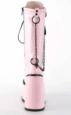 Demonia Shoes SWING-150 Pink Holographic Platform Knee High Boots 10 Demonia Shoes SWING-150 Pink Holographic Platform Knee High Boots