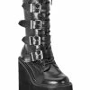 Demonia Shoes SWING-220 Black Vegan Leather Platform Knee High Boots