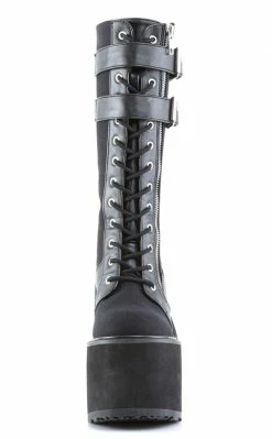Demonia SWING-221 Black Canvas Platform Knee High Boots Shoes