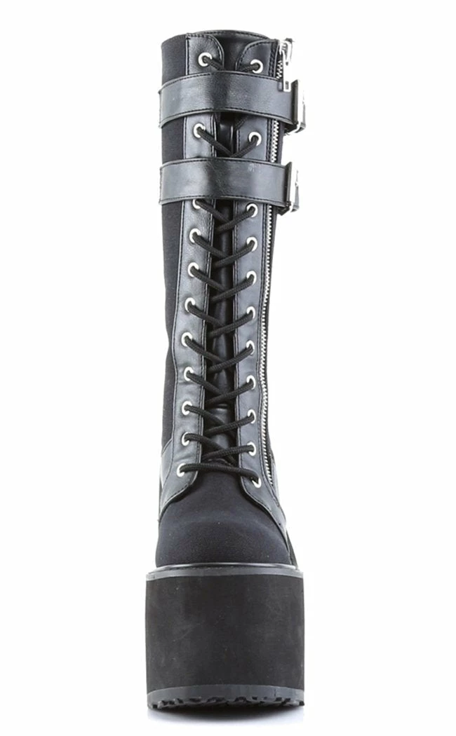 Demonia SWING-221 Black Canvas Platform Knee High Boots (Last Pair: Size 7) 4 Demonia SWING-221 Black Canvas Platform Knee High Boots (Last Pair: Size 7)
