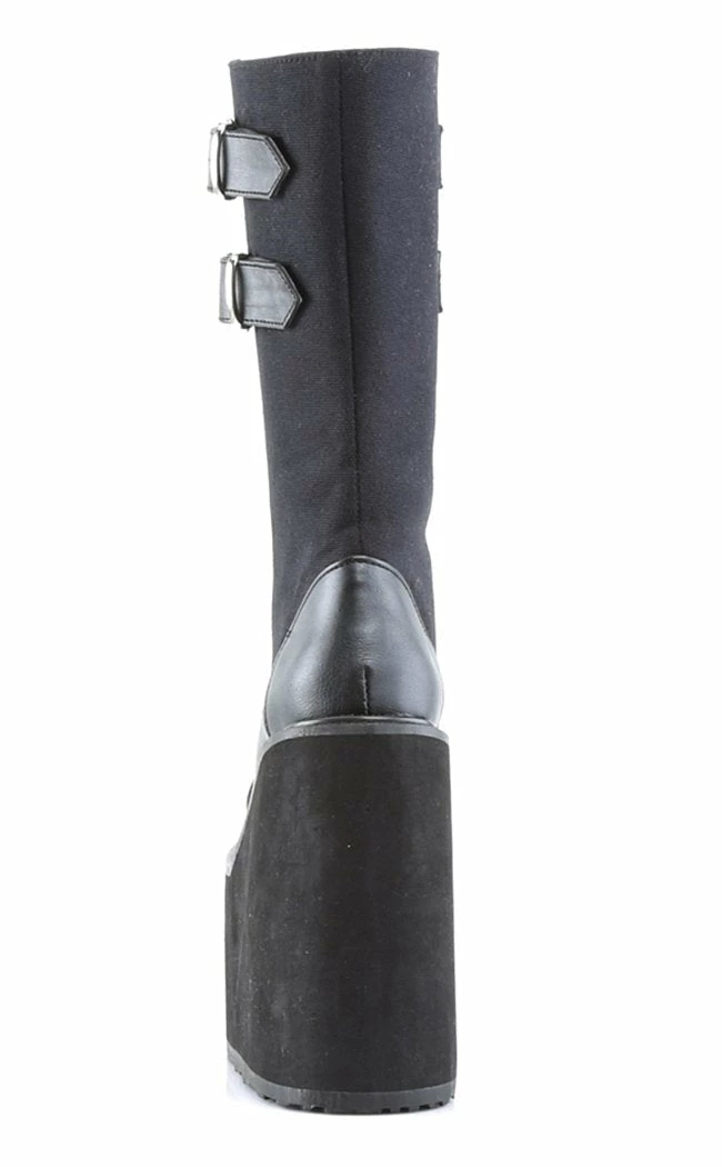 Demonia SWING-221 Black Canvas Platform Knee High Boots (Last Pair: Size 7) 6 Demonia SWING-221 Black Canvas Platform Knee High Boots (Last Pair: Size 7)