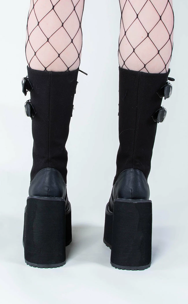 Demonia SWING-221 Black Canvas Platform Knee High Boots (Last Pair: Size 7) 8 Demonia SWING-221 Black Canvas Platform Knee High Boots (Last Pair: Size 7)