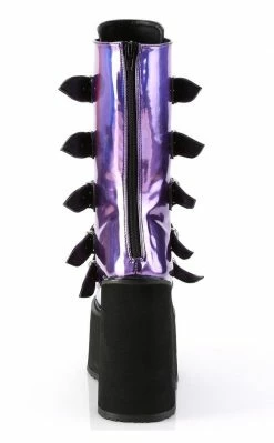 Demonia SWING-230 Purple Holographic Platform Mid-Calf Boots Shoes