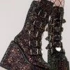 Demonia Shoes SWING-230G Black Glitter Platform Knee High Boots