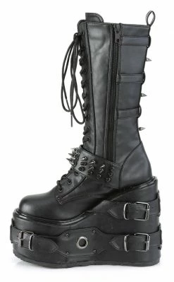 Demonia SWING-327 Black Vegan Leather Platform Knee High Boots