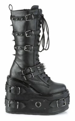 Demonia SWING-327 Black Vegan Leather Platform Knee High Boots