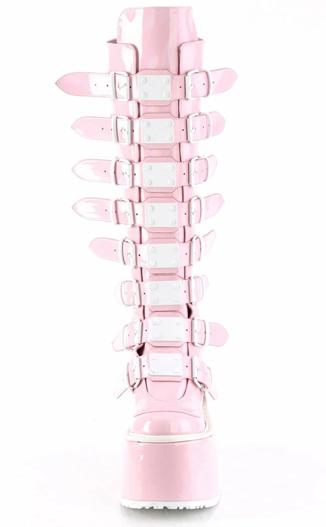 Demonia SWING-815 Baby Pink Holographic Trinity Platform Knee High Boots (Au Stock) 6 Demonia SWING-815 Baby Pink Holographic Trinity Platform Knee High Boots (Au Stock)