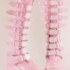 Demonia SWING-815 Baby Pink Holographic Trinity Platform Knee High Boots Shoes