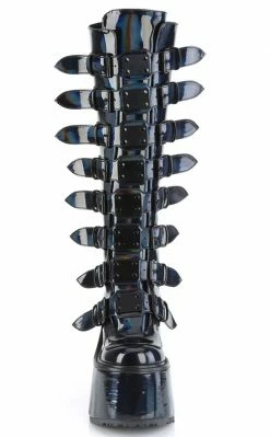 Demonia Shoes SWING-815 Black Holo Trinity Platform Knee High Boots