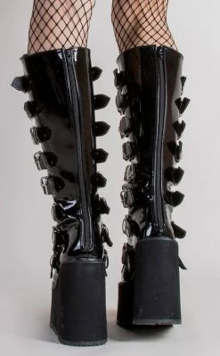 Demonia SWING-815 Black Patent Trinity Platform Knee High Boots (Au Stock) Shoes 12 Demonia SWING-815 Black Patent Trinity Platform Knee High Boots (Au Stock) Shoes