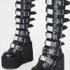 Demonia Shoes SWING-815 Black Trinity Platform Knee High Boots