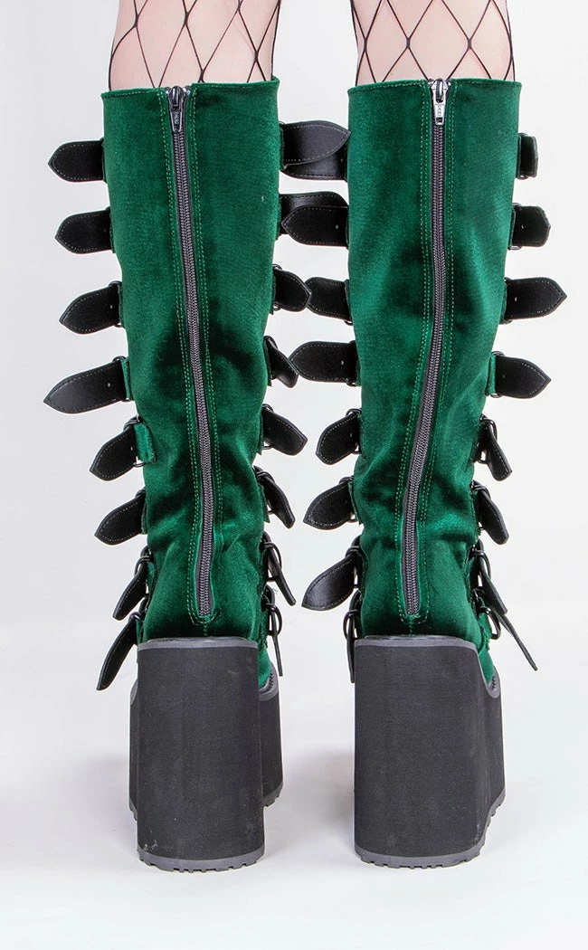 Demonia SWING-815 Emerald Velvet Trinity Platform Knee High Boots (Au Stock) 8 Demonia SWING-815 Emerald Velvet Trinity Platform Knee High Boots (Au Stock)