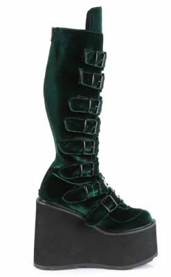 Demonia SWING-815 Emerald Velvet Trinity Platform Knee High Boots 12 Demonia SWING-815 Emerald Velvet Trinity Platform Knee High Boots