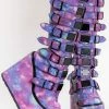 Demonia Shoes SWING-815 UV Galaxy Trinity Platform Knee High Boots