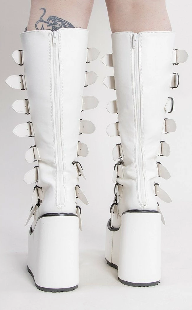 Demonia SWING-815 White Trinity Platform Knee High Boots (Au Stock) 5 Demonia SWING-815 White Trinity Platform Knee High Boots (Au Stock)