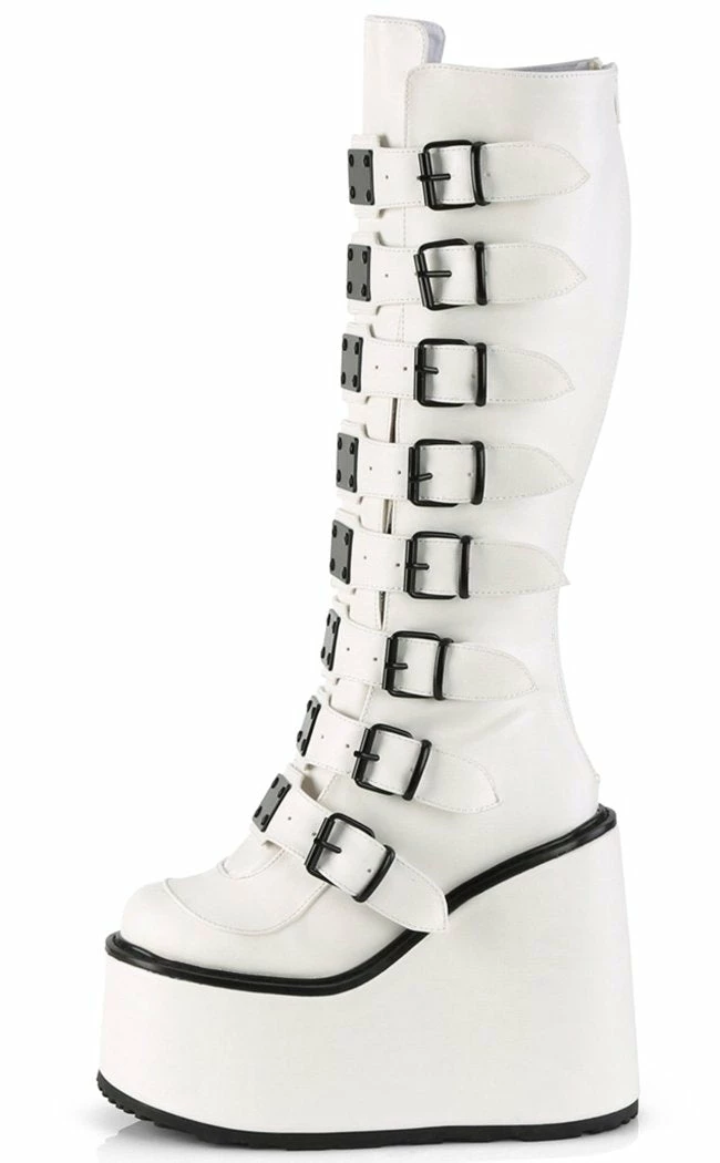 Demonia SWING-815 White Trinity Platform Knee High Boots (Au Stock) 7 Demonia SWING-815 White Trinity Platform Knee High Boots (Au Stock)