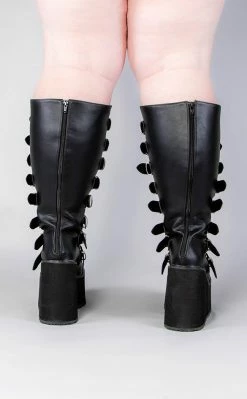 Demonia Plus Size SWING-815WC Black Matte Trinity Knee High Boots | Wide Calf