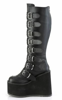 Demonia Plus Size SWING-815WC Black Matte Trinity Knee High Boots | Wide Calf