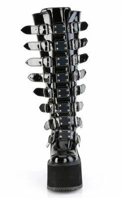 Demonia SWING-815WC Black Patent Trinity Knee High Boots | Wide Calf (Au Stock)