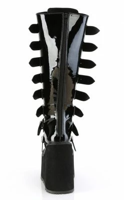 Demonia SWING-815WC Black Patent Trinity Knee High Boots | Wide Calf (Au Stock)