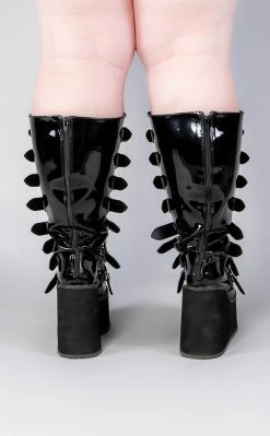 Demonia Plus Size SWING-815WC Black Patent Trinity Knee High Boots | Wide Calf