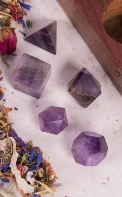 Crystals Sacred Geometry Set Of 5 | Amethyst