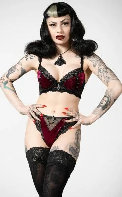 Killstar Clothing Sacred Spirits Velvet Bralet | Blood