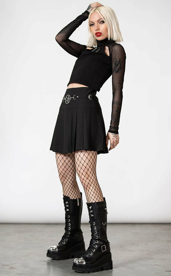 Killstar Clothing Scary Pleated Skirt 6 Killstar Clothing Scary Pleated Skirt