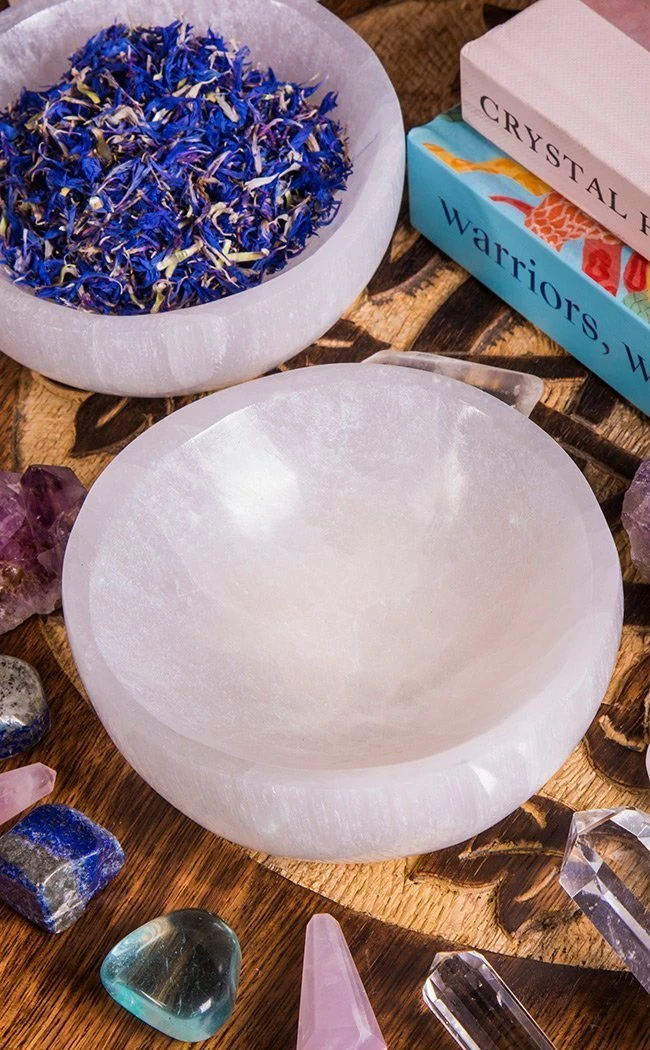 Crystals Selenite Charging Bowl 8cm Witchcraft 6 Crystals Selenite Charging Bowl 8cm Witchcraft