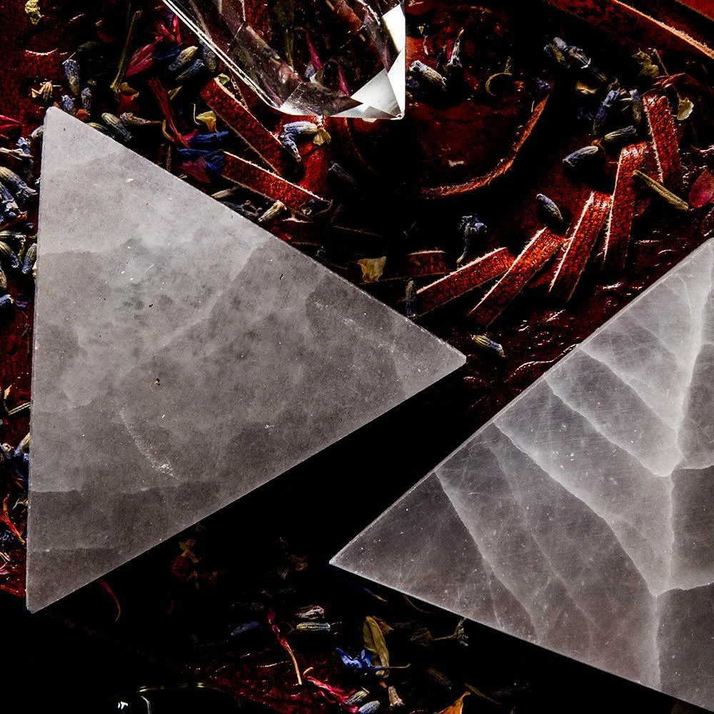 Crystals Witchcraft Selenite Triangle Stone 5 Crystals Witchcraft Selenite Triangle Stone