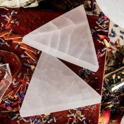 Crystals Witchcraft Selenite Triangle Stone 11 Crystals Witchcraft Selenite Triangle Stone