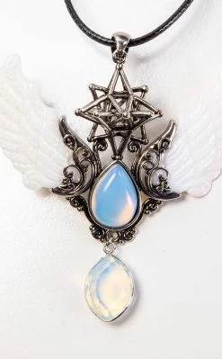 Gothic Jewellery Seraph Pendant Necklace | Moonstone