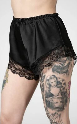 Killstar Severina Satin Shorts | Black Clothing