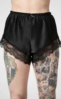 Killstar Severina Satin Shorts | Black Clothing