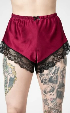 Killstar Severina Satin Shorts | Blood