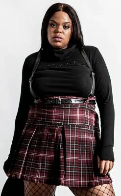 Killstar Shadows Suspender Mini Skirt | Blood Tartan Clothing