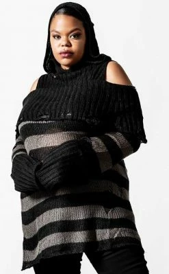 Killstar Clothing Shallow Grave Hooded Knit Sweater