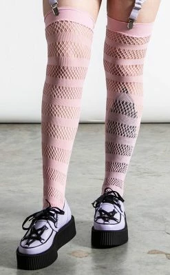 Killstar Clothing Sheena Fishnet Stockings | Pastel Pink