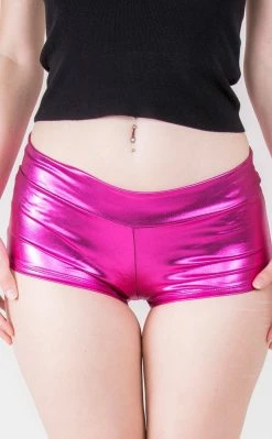 Music Legs Clothing Shiny Booty Shorts Fuchsia
