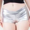 Music Legs Shiny Booty Shorts Silver