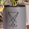 Death By Plants Home & Gifts Sigil Of Lucifer Plant Pot | Black On Grey