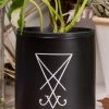 Death By Plants Sigil Of Lucifer Plant Pot | White On Black