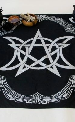 Altar Cloths Silver Triple Moon Pentacle Altar Cloth