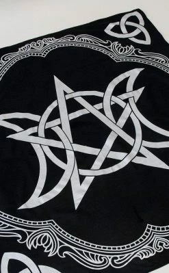 Altar Cloths Silver Triple Moon Pentacle Altar Cloth