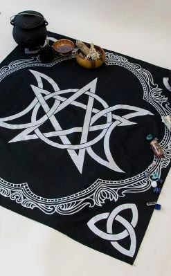 Altar Cloths Silver Triple Moon Pentacle Altar Cloth