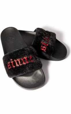 BlackCraft Sinner Faux Fur Pool Slides